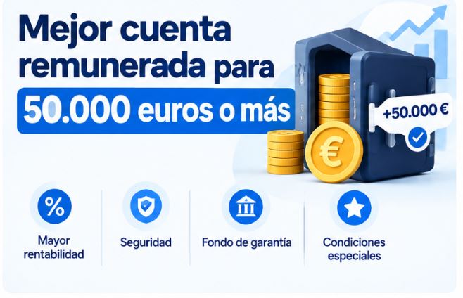 Mejor cuenta remunerada para 50.000 euros o más
