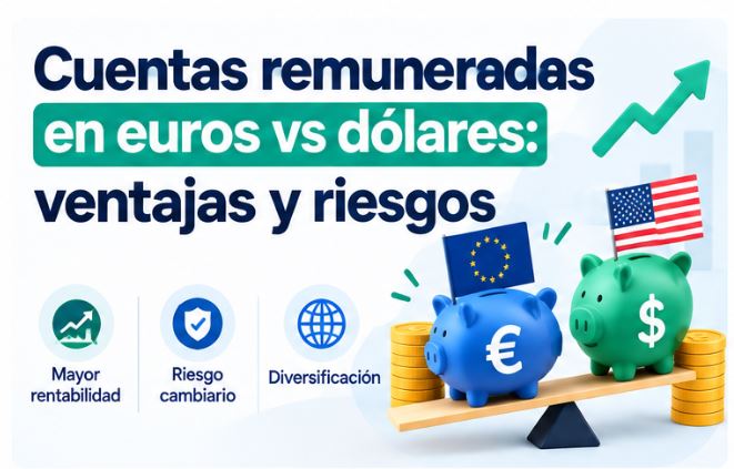 Cuentas remuneradas en euros vs dólares: ventajas y riesgos