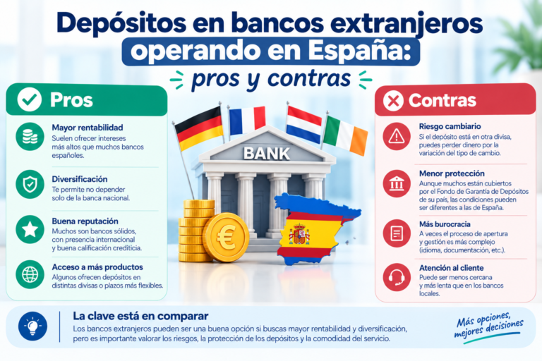 Depósitos en bancos extranjeros operando en España: pros y contras