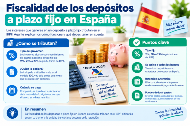 Fiscalidad de los depósitos a plazo fijo en España