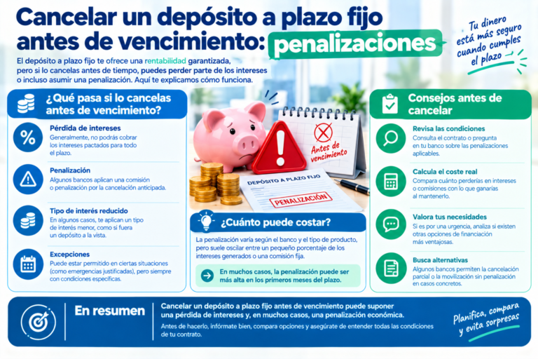 Cancelar un depósito a plazo fijo antes de vencimiento: penalizaciones