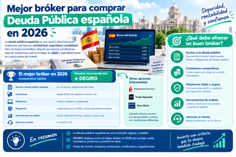 Mejor bróker para comprar Deuda Pública española en 2026