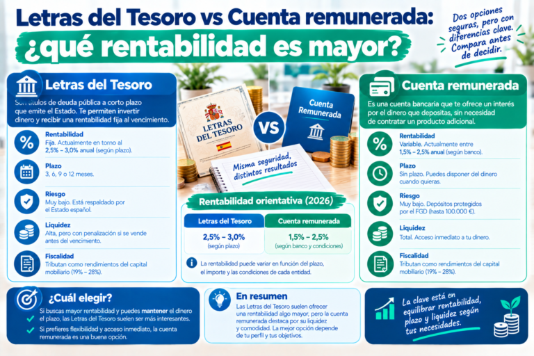Letras del Tesoro vs cuenta remunerada: ¿qué rentabilidad es mayor?