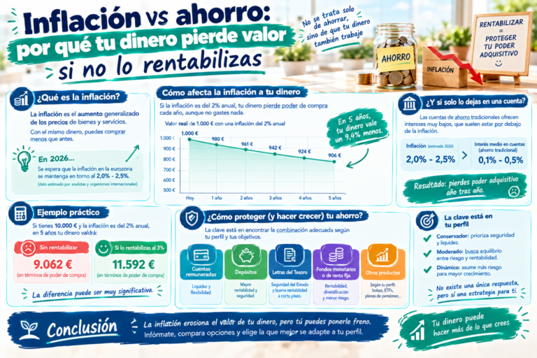 Inflación vs ahorro: por qué tu dinero pierde valor si no lo rentabilizas