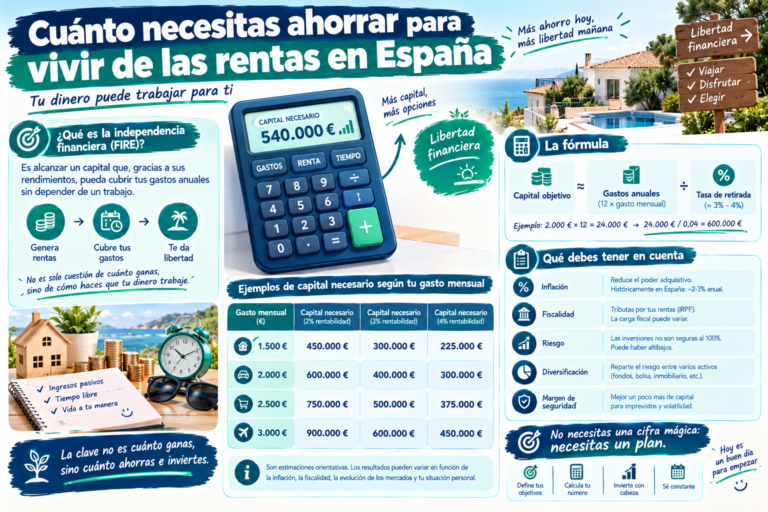Cuánto necesitas ahorrar para vivir de las rentas en España