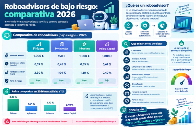 Roboadvisors de bajo riesgo: comparativa 2026