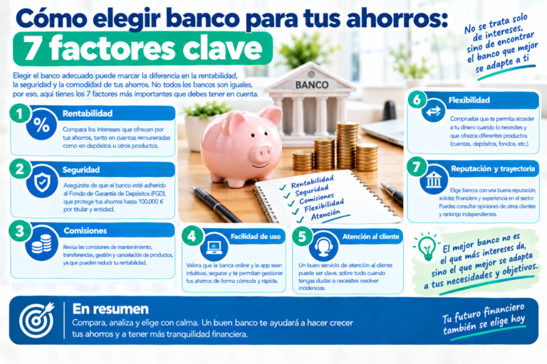 Cómo elegir banco para tus ahorros: 7 factores clave