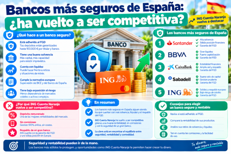 Bancos más seguros de España: ¿ha vuelto a ser competitiva?