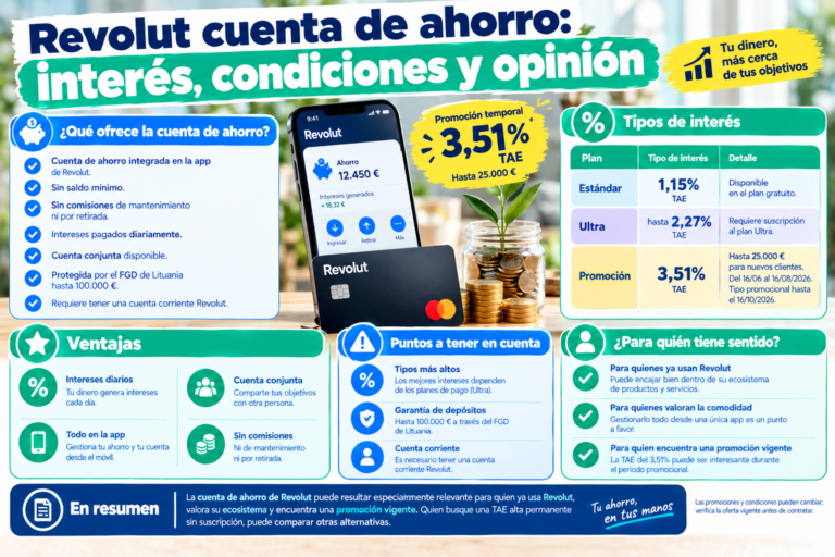 Revolut cuenta de ahorro: interés, condiciones y opinión
